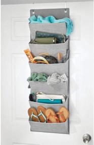 img 3 attached to 🚪 mDesign Soft Fabric Over The Door Hanging Storage Organizer - 6 Large Pockets for Closets in Bedrooms, Hallway, Entryway, Mudroom - Textured Print - Hooks Included - Gray