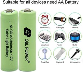 img 1 attached to Пакет из 8 перезаряжаемых аккумуляторов QBLPOWER NiCd AA 800mAh 1.2V для солнечных садовых фонарей, пультов, мышек