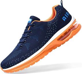 img 4 attached to 👟 Men's Lightweight Athletic Running Shoes in Black and Red - Sneakers for Enhanced Performance