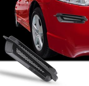 img 3 attached to Enhance Your Car's Style with Qiilu 2pcs Car Side Air Flow Vent: Universal Fender Intake Grille Vent Hole Cover Decoration Sticker in Sleek Black Carbon Fiber