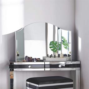 img 2 attached to 💄 Enhance Your Beauty Routine with a Stunning Large Vanity Trifold Makeup Mirror: Hollywood-Inspired Folding Tabletop Cosmetic Mirror with Hinged Design, W41 X H24