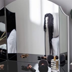 img 3 attached to 💄 Enhance Your Beauty Routine with a Stunning Large Vanity Trifold Makeup Mirror: Hollywood-Inspired Folding Tabletop Cosmetic Mirror with Hinged Design, W41 X H24