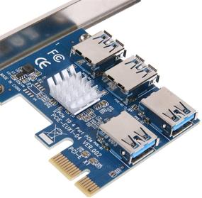 img 3 attached to 💻 JMT PCI-E 1x в 16x адаптер - PCI-Express 1 в 4 слота PCIe USB3.0 Адаптер порта USB3.0 Мультипликатор карта для майнинга BTC Bitcoin (синий)