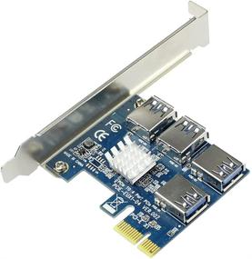 img 4 attached to 💻 JMT PCI-E 1x в 16x адаптер - PCI-Express 1 в 4 слота PCIe USB3.0 Адаптер порта USB3.0 Мультипликатор карта для майнинга BTC Bitcoin (синий)