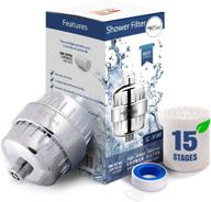 🚿 15 stage shower filter: eliminate chlorine & hard water with water softener - chrome shower head filter + 2 replaceable cartridges logo
