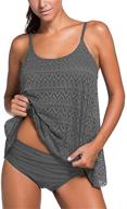 nicetage layered swimsuit tankini 41962 - black women's swimwear & cover ups logo