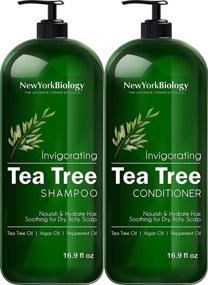 img 4 attached to Deep Cleansing Tea Tree Shampoo and Conditioner Set for Dandruff Relief and Hair Growth - New York Biology, 16.9 fl Oz