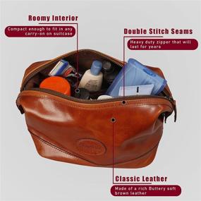 img 2 attached to 🎁 Men's Large Leather Shaving Dopp Kit Bag - Quick-Find Top Opening - Ideal Gift (9x5x7) - Mens Toiletry Bag with Enhanced SEO