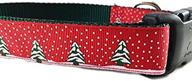 🎄 caninedesign christmas dog collar: festive trees, red & green, 1 inch wide nylon, adjustable for medium and large dogs logo