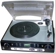 улучшенный винтажный проигрыватель пластинок - pyle classic vinyl player, ретро-проигрыватель, преобразование в mp3, программное обеспечение для редактирования музыки, керамический картридж, fm-тюнер - 3 скорости - plttb9u логотип