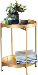 img 4 attached to Gold Side Table: Modern Metal Nightstand for Living Room, Bedroom, and More!