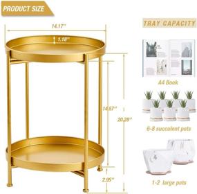 img 3 attached to Gold Side Table: Modern Metal Nightstand for Living Room, Bedroom, and More!