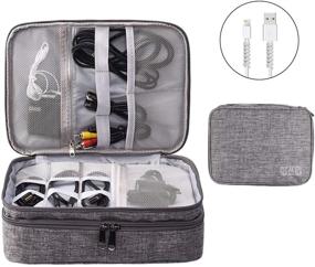 img 4 attached to 🔌 OrgaWise Electronics Organizer Bag - Three-Layer Grey Travel Cable Organizer for iPad Mini, Kindle, Hard Drives, Cables, Chargers