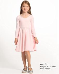 img 3 attached to 👗 Showcase Casual A-Line Twirly Skater Dress for School Party - Toddler/Girls Long Sleeve