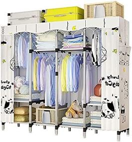 img 1 attached to 👔 Morning Business Extra Large Portable Wardrobe - Upgraded & Amplified Storage Solution with Durable Nylon Racks, Total 9 Additional Racks - 82" W x 18" D x 69" H (Black & White)