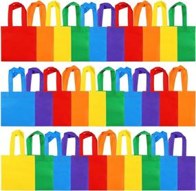 img 4 attached to 🛍️ ELCOHO 30 Pieces Non-Woven Party Bags - Reusable Gift Bags, Grocery Bags, Goodie Tote Bags with Handles for Party Favors - 8x8 Inches