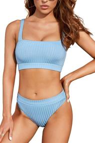 img 4 attached to 👙 Ribbed Waisted Women's Sports Swimsuit for Bathing in Swimwear & Cover Ups