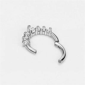 img 3 attached to 💎 FANSING 16g 8mm Septum Ring: Hypoallergenic Surgical Steel Clicker with Teardrop CZ - Perfect for Women's Septum Piercings!