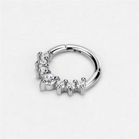 img 2 attached to 💎 FANSING 16g 8mm Septum Ring: Hypoallergenic Surgical Steel Clicker with Teardrop CZ - Perfect for Women's Septum Piercings!