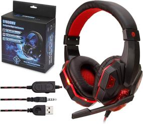 img 1 attached to Controller Cancelling Headphones Surround Black RED PlayStation 4