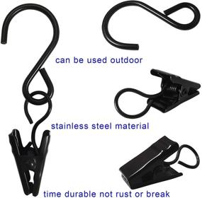 img 2 attached to 🔗 AMZSEVEN 50 Pack Stainless Steel S Hooks Curtain Clips - Hanging Clips for Party Lights, Gutter Hangers, Photo Camping Tents, Art and Craft Display, Garden Decoration - 2.4 Inch Long, Black