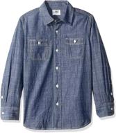 stylish and comfortable: look by crewcuts boys' long sleeve chambray shirt - a must-have wardrobe staple! logo