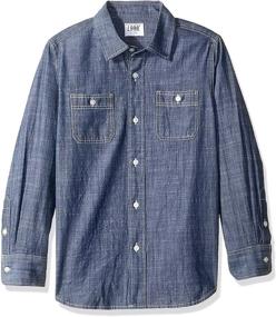 img 1 attached to Stylish and Comfortable: LOOK by crewcuts Boys' Long Sleeve Chambray Shirt - A Must-Have Wardrobe Staple!