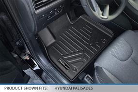 img 3 attached to 🚗 Custom Fit Floor Mat Set for 2020-2022 Hyundai Palisade with 2nd Row Bucket Seats by SMARTLINER - Black 2 Row Liner