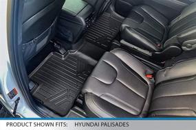 img 1 attached to 🚗 Custom Fit Floor Mat Set for 2020-2022 Hyundai Palisade with 2nd Row Bucket Seats by SMARTLINER - Black 2 Row Liner