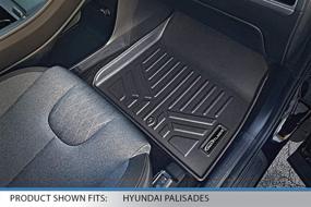 img 2 attached to 🚗 Custom Fit Floor Mat Set for 2020-2022 Hyundai Palisade with 2nd Row Bucket Seats by SMARTLINER - Black 2 Row Liner