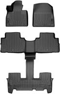 🚗 custom fit floor mat set for 2020-2022 hyundai palisade with 2nd row bucket seats by smartliner - black 2 row liner logo