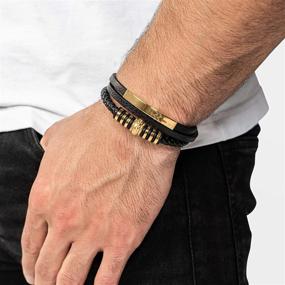 img 2 attached to SERAŞAR Premium Genuine Leather Bracelet [Shine] for Men in Black - Magnetic Stainless Steel Clasp in Black, Silver, and Gold - Includes Exclusive Jewelry Box - Great Gift Idea!