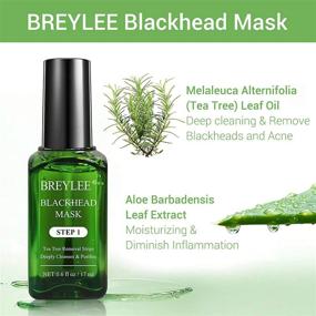 img 1 attached to 🌿 BREYLEE Tea Tree Oil Blackhead Remover Mask - Deep Cleansing Pore Strips for Blackhead Removal (17mL, 0.6 fl oz) with 100 Pcs Strip Paper