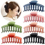 🎀 6-pack large nonslip hair claw clips, 4.3 inch strong hold barrettes for women and girls with thick & thin hair - fashion accessories logo