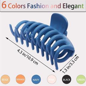 img 3 attached to 🎀 6-Pack Large Nonslip Hair Claw Clips, 4.3 inch Strong Hold Barrettes for Women and Girls with Thick & Thin Hair - Fashion Accessories