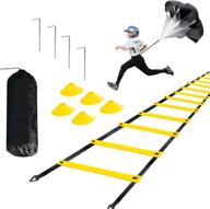 🏃 h&amp;h 20ft speed and agility ladder training set with 5 disc cones, resistance parachute, and 4 steel stakes - enhancing coordination, speed, power, and strength in outdoor workouts логотип