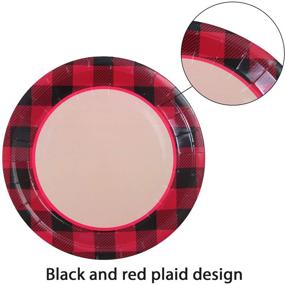 img 2 attached to 🔴 Aneco 60-Piece Red and Black Plaid Paper Plates: Disposable Round Dinnerware for Parties, 9 Inches