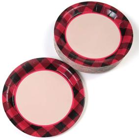 img 1 attached to 🔴 Aneco 60-Piece Red and Black Plaid Paper Plates: Disposable Round Dinnerware for Parties, 9 Inches