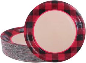 img 4 attached to 🔴 Aneco 60-Piece Red and Black Plaid Paper Plates: Disposable Round Dinnerware for Parties, 9 Inches
