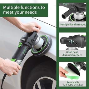 img 1 attached to 🔩 Ginour 900W 6-inch Variable Speed Dual-Action Random Orbit Car Buffer Polisher with D-Handle &amp; Side Handle: 6400RPM, Packing Bag, 5 Foam Discs for Car Polishing and Waxing