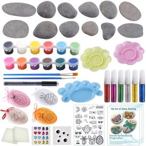 img 2 attached to ANDSTON Kids' Rock Painting Kit, DIY Arts and Crafts Supplies for Girls & Boys Ages 4-12, Craft Kits Art Set - Painting Rocks with 4 Colorful Eggs - Perfect for SEO
