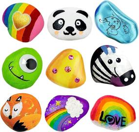 img 1 attached to ANDSTON Kids' Rock Painting Kit, DIY Arts and Crafts Supplies for Girls & Boys Ages 4-12, Craft Kits Art Set - Painting Rocks with 4 Colorful Eggs - Perfect for SEO