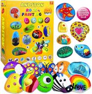 andston kids' rock painting kit, diy arts and crafts supplies for girls & boys ages 4-12, craft kits art set - painting rocks with 4 colorful eggs - perfect for seo logo