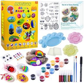 img 3 attached to ANDSTON Kids' Rock Painting Kit, DIY Arts and Crafts Supplies for Girls & Boys Ages 4-12, Craft Kits Art Set - Painting Rocks with 4 Colorful Eggs - Perfect for SEO