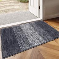🚪 vaukki indoor doormat entryway rug 24"x36" grey - non slip absorbent mud trapper mat, low-profile floor mat, soft machine washable small rug door carpet for entryway logo