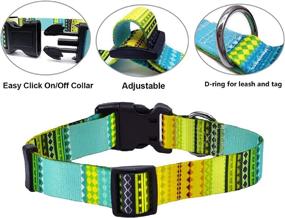 img 3 attached to 🐶 Stylish Polyester Dog Collars with Multiple Patterns, Perfect for Small, Medium, and Large Dogs – Adjustable, Quick Release Buckle, and D-Ring Included! (Bohemian Orange+Yellow, Small Neck: 9.8-15.8")