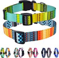 🐶 stylish polyester dog collars with multiple patterns, perfect for small, medium, and large dogs – adjustable, quick release buckle, and d-ring included! (bohemian orange+yellow, small neck: 9.8-15.8") logo