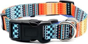 img 1 attached to 🐶 Stylish Polyester Dog Collars with Multiple Patterns, Perfect for Small, Medium, and Large Dogs – Adjustable, Quick Release Buckle, and D-Ring Included! (Bohemian Orange+Yellow, Small Neck: 9.8-15.8")