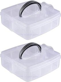 img 4 attached to Convenient Plastic Craft Organizer Box: 6 Compartments, 6 Inches, 2-pack