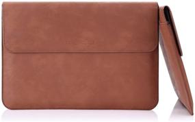 img 4 attached to 📦 MoKo 13-13.3 Inch Laptop Sleeve Case Brown - MacBook Air/Pro, Dell XPS, Samsung Notebook PU Leather Envelope